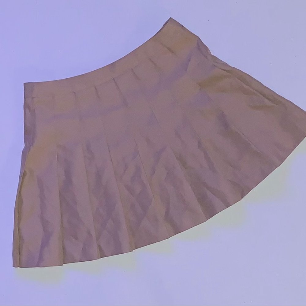 Khaki Pleated Mini Skirt